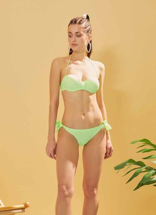 Neon Yeşil Kaplı Straplez Bikini
